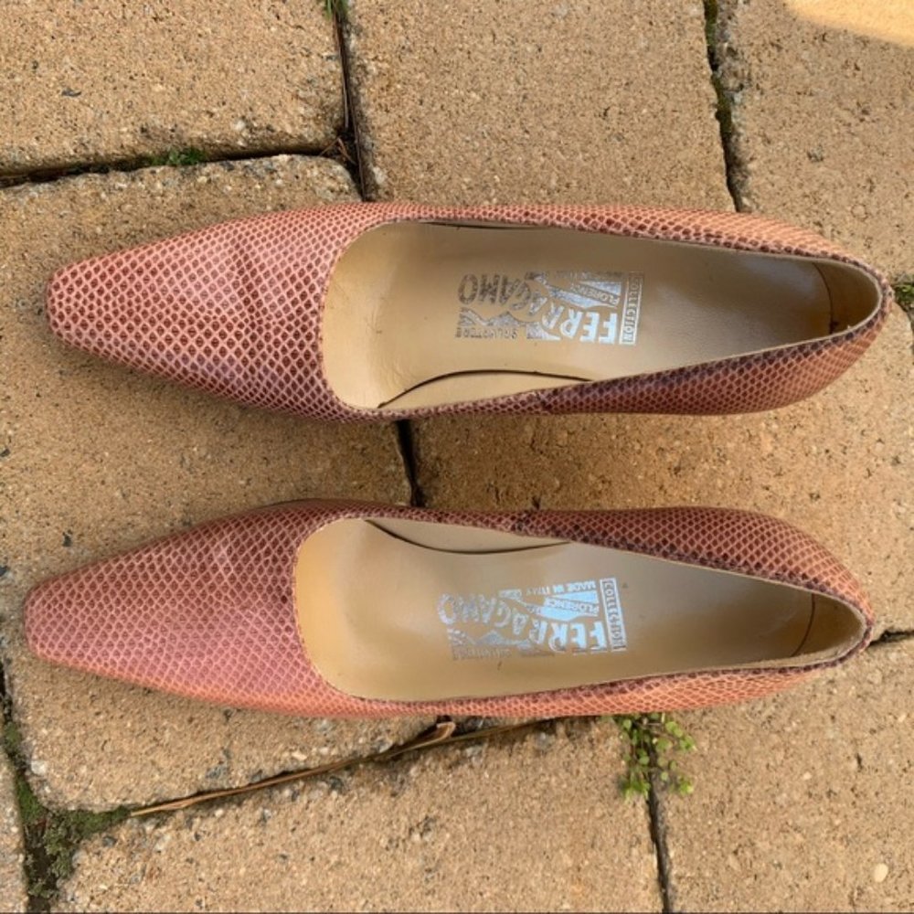 Salvatore Ferragamo Two Toned Snakeskin Pumps - Picture 8 of 15